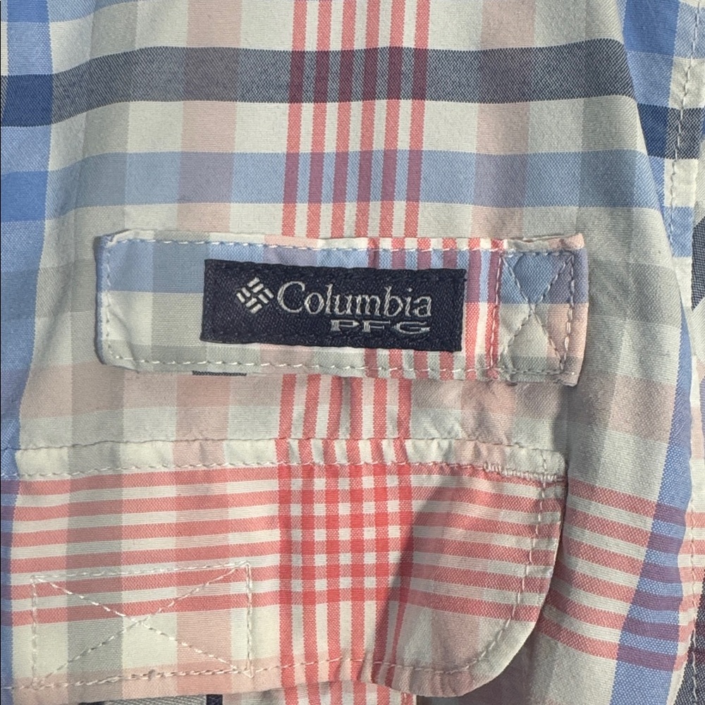 Columbia Women’s Sporty Button Down Plaid Shirt - Pink, Blue, and White. - Picture 2 of 8